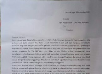 Keluhkan Kinerja Pendamping dan Kades Latoma Jaya, BPD Surati TAPM Konawe