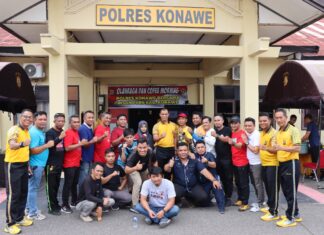 Tingkatkan Pelayanan Informasi, Polres Konawe Gelar Olahraga dan Coffe Morning Bersama Insan Pers